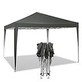 WOLTU Pavillon Pop-Up wasserdichter Faltpavillon Sonnenschutz Event Pavillon Gartenpavillon auf Terrasse Camping Festival Pagodenzelt aus Oxford Metallrahmen 3 x 3 m Grau PVL0002gr