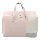 Duvet Aufbewahrungstasche 2 Stück Reisetaschen Mit Reißverschluss Und Griff Wildleder Kleiderschrank Organizer Für Kleidung, Bettdecken, Bettdecken, Decken(Size:Mittel,Color:Rosa)