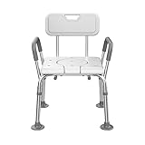 Duschstuhl mit Armen, Schwerlast-Badestuhl mit Rückenlehne, 4 Verstellbare Höhen Innen Dusche Transfer Badesitz, Anti-Rutsch-Senioren Badestuhl, Tool-Free Montage ( Color : White , Size : Adjustable: