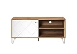 trendteam smart living Wohnzimmer Lowboard Fernsehschrank Fernsehtisch Touch, 123 x 56 x 40 cm Korpus Artisan Eiche, Front Weiß Matt mit Metallfüßen und strukturierten Fronten
