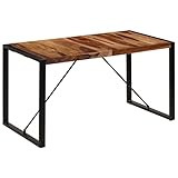 BULANED Esstisch, Esszimmertisch, Baumkantentisch, Dining Tables, Esszimmermöbel, Küchentisch, 140 x 70 x 75 cm Massivholz