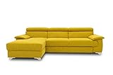 DOMO Collection Niria Ecksofa | Eckcouch mit Schlaffunktion und Rückenfunktion | Sofa L Form Couch, Schlafsofa, gelb, 271x167x78 cm