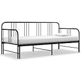 Tidyard Ausziehsofa Bettgestell Bettgestell Schlafcouch Ausziehbar Gästebett für Schlafzimmer Wohnzimmer Schwarz Metall 90x200 cm