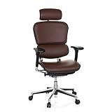 hjh OFFICE 652252 Luxus Chefsessel ERGOHUMAN ergonomischer Bürostuhl mit Vollausstattung, Originales Design, Leder Braun