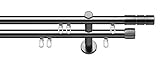 Innenlauf Gardinenstange ALICANTE, 2-Lauf, edelstahl optik, Ø 20 mm, 240 cm, inkl. Trägern und Gleitern