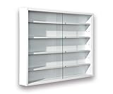 Inter Link Sammlervitrine Hängevitrine Wandregal Glasvitrine Wandvitrine Hängeregal Schaukasten MDF Weiss, 80 x 60 x 9,5 cm