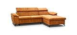 MOEBLO Ecksofa mit Schlaffunktion mit Bettkasten Sofa Couch L-Form Polstergarnitur Wohnlandschaft Polstersofa mit Ottomane Couchgarnitur (274cmx192cmx86cm)-Lorin (Ottomane Rechts, Orange)