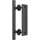 Scheunentürgriff schwarz, Griff und eingebettetes Kit, für Türen, Küchenmöbel, Schränke, Schränke, Schubladen, rund/Länge 30 cm
