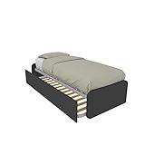 MOBILFINO CAMERETTE 964R – Kinderbett 80 x 190 cm Einzelbett mit 2 ausziehbaren Betten und personalisierbaren Kopfteilen – beide niedrigen Kopfteilen, Basalt