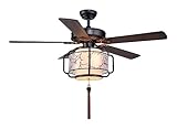 Unsichtbarer Deckenventilator mit Licht für die Un Retro-Deckenventilator-Licht, luxuriöse chinesische Holzlaterne, 5-blättriger elektrischer Ventilator, Kronleuchter, Ventilator, Lampe, Wohnzimmer, E