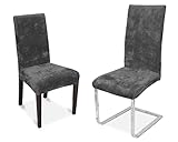 BEAUTEX Maya Samt Mirofaser Stuhlhusse, elastische Stretch Husse Bi-Elastic, Farbe wählbar, Grau