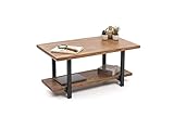 Gozos Huesca Couchtisch - massiv aus Kiefer - Coffee Table aus massiven Holz in 100x60cm - Couchtisch Retro mit schwarzen Füßen aus Metall - Einzelstück nach Landhausstil in Handarbeit gefertigt