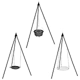 MEATEOR Schwenkgrill, Swivel Grill mit drei Beinen, inklusive Feuerschale/Dutch Oven, Pfanne und über Kettenzug verstellbares Grillrost,für Camping,Picknick,Garten etc,zum Grillen über offenem Feuer