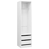 vidaXL Kleiderschrank mit 2 Schubladen Kleiderständer Schrank Kleiderstange Garderobenschrank Regal offen Hochglanz-Weiß 50x50x200cm Holzwerkstoff