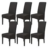 Jaotto Stuhlhussen 6er Set Stretch, XL Stuhlhussen Abwaschbar Waschbarer Elastische, Stretch Stuhlschoner Große Stuhlbezüge für Stuhl Esszimmer Büro Esszimmer Hotel Bankett(Schwarz,Set of 6)