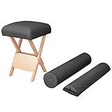 INLIFE Massage-Klapphocker 12 cm Dicker Sitz + 2 Nackenrollen Schwarz,3.75kg,110147