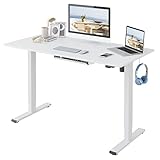 FLEXISPOT Basic Elektrischer Höhenverstellbarer Schreibtisch FSC-Zertifiziert, 2-Fach-Teleskop, 100 x 60 cm - Ergonomischer Sitz-Stehpult mit Tischplatte (Weiß)