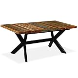 Esstisch, Tisch, Küchentisch Stabil Regale, einfacher Aufbau, Geeignet für Esszimmer Küche Wohnzimmer, Industrie-Design, Recyclingholz Massiv und Stahlgestell 180 cm