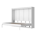 SMARTBett Schrankbett Classic mit Gasdruckfedern 140x200cm Horizontal Weiss | Wandbett, Wandklappbett fürs Gästezimmer, Büro, Wohnzimmer, Schlafzimmer