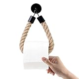 Orssmigs Toilettenpapierhalter Vintage Klopapierhalter Seil Ohne Bohren Klorollenhalter Bad Deko WC Papier Halterung Vintage mit Seil Toilet Paper Holder für Küche, Badzimmer (Schwarzer Klebehaken)