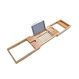 SLSFJLKJ Ausziehbares Bambus-Badewannen-Tablett, verstellbar, für Zuhause, Badewanne, Tablet-Halter, Leseständer