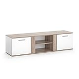 Vicco TV Lowboard NOVELLI Sideboard Weiß Fernsehschrank Fernsehtisch erhältlich in 3 Dekoren (Weiß/Sonoma)