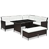 Homgoday Gartenmöbel Set 3-TLG. Gartensofa Set mit Auflagen Sitzgarnitur Sitzgruppe Gartenset Sofagarnitur Gartenmöbel Set Lounge für Balkon Terrasse Garten Poly Rattan Braun