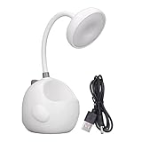 NFNSIG Niedliche LED-Schreibtischlampe mit Stifthalter, Dinosaurier-Schreibtischlampe, Schreibtischlampe mit Organizer, 360-Grad-Schwanenhalsrohr, USB Wiederaufladbar, Dinosaurier-Form,(Weiss)