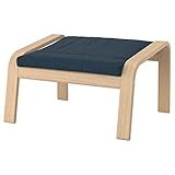 Ikea POÄNG Fußhocker, weiß gebeiztes Eichenfurnier / Hillared dunkelblau