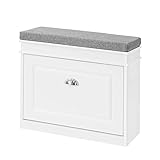 SoBuy FSR82-K-W Schuhkipper Schuhschrank mit Klappe Schuhbank mit Sitzkissen Schuhkommode Sitzbank Weiß BHT ca.: 60x51x24cm