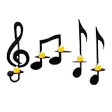 Kerzenhalter-Set, Musiknoten-Kerzenhalter, Geschenke für Frauen, Teelichthalter, 4 Stück Eisen-Kerzenhalter, Dekorationen, Musiksymbol-Dekoration für Zuhause, Klassenzimmer, Einweihungsgeschenk
