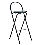 Klappbarer Barstuhl, tragbarer gepolsterter Hochstuhl, klappbarer Stuhl für die Küchentheke, für Picknick, Party, Küche, Büro, Balkon (Color : Black, Size : 75cm/30inch)