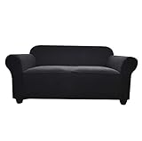 Argstar 1 Stück Stretch Anti Rutsch Sofabezug, Spandex Jacquard Sofabezug, Waschbar Fit Elastischer Weicher Möbelschutz für Sofa für Ledersofa und Couch (190-228 cm, 3-sitzer, Schwarz)