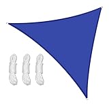 Terrassen-Sonnensegel-Dreieck: UV-Block-Überdachungs-Sonnenschutz-Abdeckung, dickerer Segel-Schatten for Deck, Pergola, Garten, Rasen, Hinterhof, Spielplätze und Aktivitäten im Freien (Color : Blue,