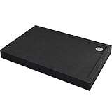 Sellon24® Duschtasse Schwarz Black Stein-Effekt Duschwanne Black Stone DIN 51097 A 12cm hoch (90x120x12cm)