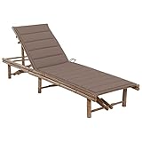 LAPOOH Garten-Sonnenliege mit Auflage, Gartenliege, Liegestuhl, Sonnenstuhl, Sonneninsel Outdoor, Gartenmöbel, Bäderliege, Relaxliege,Bambus