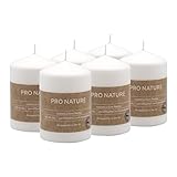 Müller Kerzen PRO NATURE Stumpenkerzen Gepresst - Weiß Stearin-Kerzen - 6 Stück - 6,8 x 10 cm - 20 Stunden Brenndauer - Natürliche Wachs - Paraffin- und Palmölfrei - Unparfümierte - RAL Qualität