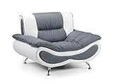 Honeypot Napoli 3- und 2-Sitzer-Sofa, Kunstleder, mit Sessel und Couchtisch, Kunstleder, weiß/grau, Sessel