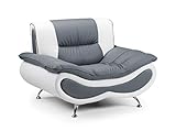 Honeypot Napoli 3- und 2-Sitzer-Sofa, Kunstleder, mit Sessel und Couchtisch, Kunstleder, weiß/grau, Sessel