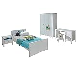 trendteam smart living Jugendzimmer_Kinderzimmer 4-teilige Set Kombination in Weiß mit viel Stauraum