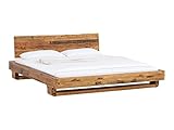 Woodkings® Holzbett Sendai 180x200 Altholz Pinie Holz rustikal mit Baumkanten - Holzkopfteil Schlafzimmer Möbel massiv Design Doppelbett Ehebett Balkenbett Echtholzmöbel