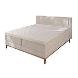 riess-ambiente.de Elegantes Boxspringbett Heaven 180x200cm Creme inkl. Topper und Matratze Doppelbett Polsterbett