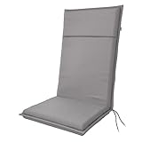 Doppler Auflage Hochlehner Hit Hellgrau I Gartenstuhl-Polster 119x48x5cm aus 100% Polyester I Sitzauflage weich & bequem I Sitzkissen zum Festbinden an Gartenstuhl