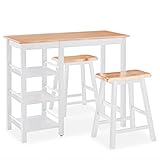 vidaXL Bar Set 3-TLG. MDF Weiß Bartresen Stehtisch Bartisch Barstuhl Hocker