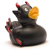 Badeente Teufel schwarz I Quietscheente I Duckshop I L: 8 cm I inkl. Badeenten-Schlüsselanhänger im Set