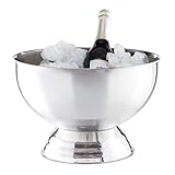 Relaxdays Sektkühler Schale, XXL Eiswürfelbehälter für Wein, Champagner, Edelstahl, Getränkekühler D: 36,5 cm, silber