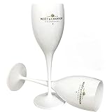 4 Stück Moët &Chandon Ice Imperial Champagnergläser，175ml Sektgläser set kunststoff, Plastik Wine Party Moet Gläser mit Gravur，Weiß