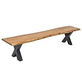 riess-ambiente.de Massiver Baumstamm Bank Mammut 160 cm Akazie Massivholz Sitzbank Esszimmer