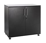 MMT Furniture Designs Ltd Schwarzes Büro-Aufbewahrungsschrank mit 2 Türen, abschließbar, 73 cm hoch, für den Schreibtisch
