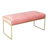 Samt Gepolsterte Sitzbank,Schöne Ende Der Bettbank Schminkhocker,Moderne Fußstütze Hocker Schuhbank Für Eingangsbereich Wohnzimmer Schlafzimmer-Rosa Groß 90x40x42cm(35x16x17inch)